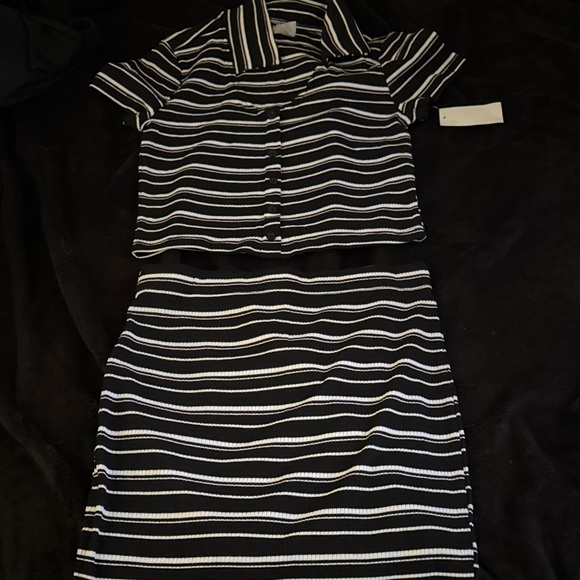 No Boundaries Other - No Boundaries Black & White Striped Two-Piece Set